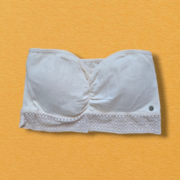 Lucky Brand Women's Seamless Lace Strapless Bandeau Bra Cream - Picture 4 of 12